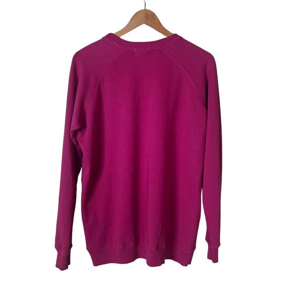 Peloton NWT Woman Small Burgundy Rose Logo Print Oversized Crewneck Pullover - Picture 2 of 7